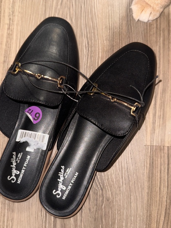Seychelles Shoes - Seychelles Black Mule Loafers with Gold Bit Accent